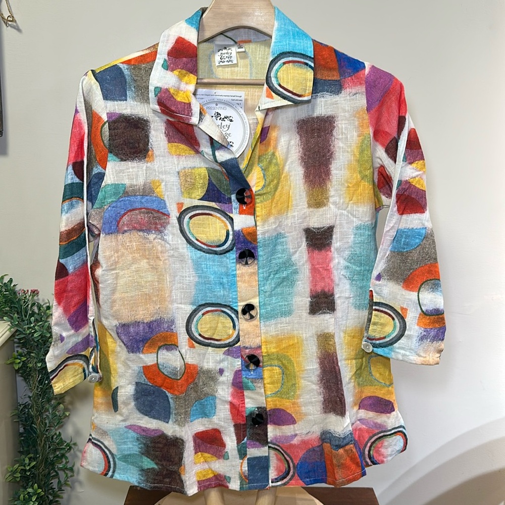 Parsley & Sage Cassidy Multicolor Button Down Shirt Jacket L NWT
